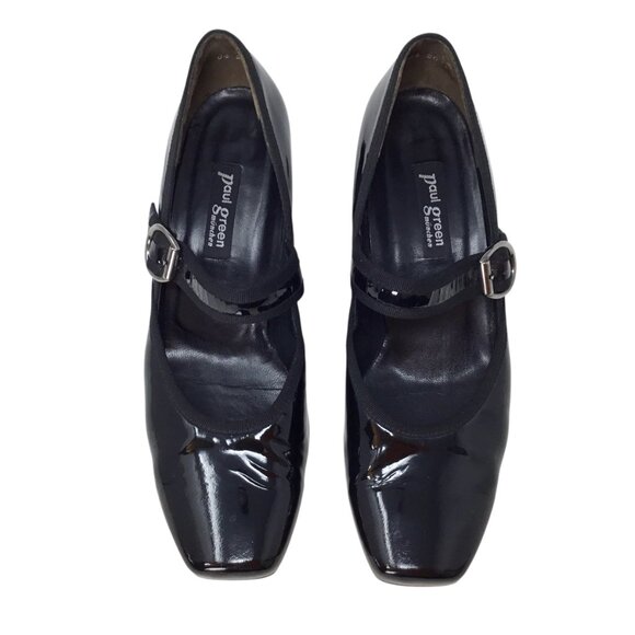 Paul Green Mary Jane Black Sz 7.5 Patent Leather Pumps Handmade Austria 2044 - Picture 5 of 12